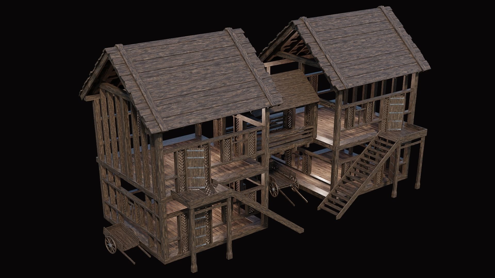 Medieval Village Pack  - 10 Assets - 4K Textures Game Ready Low-poly 3D model_28