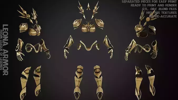 League of Legends Leona Armor for Cosplay 3D print model