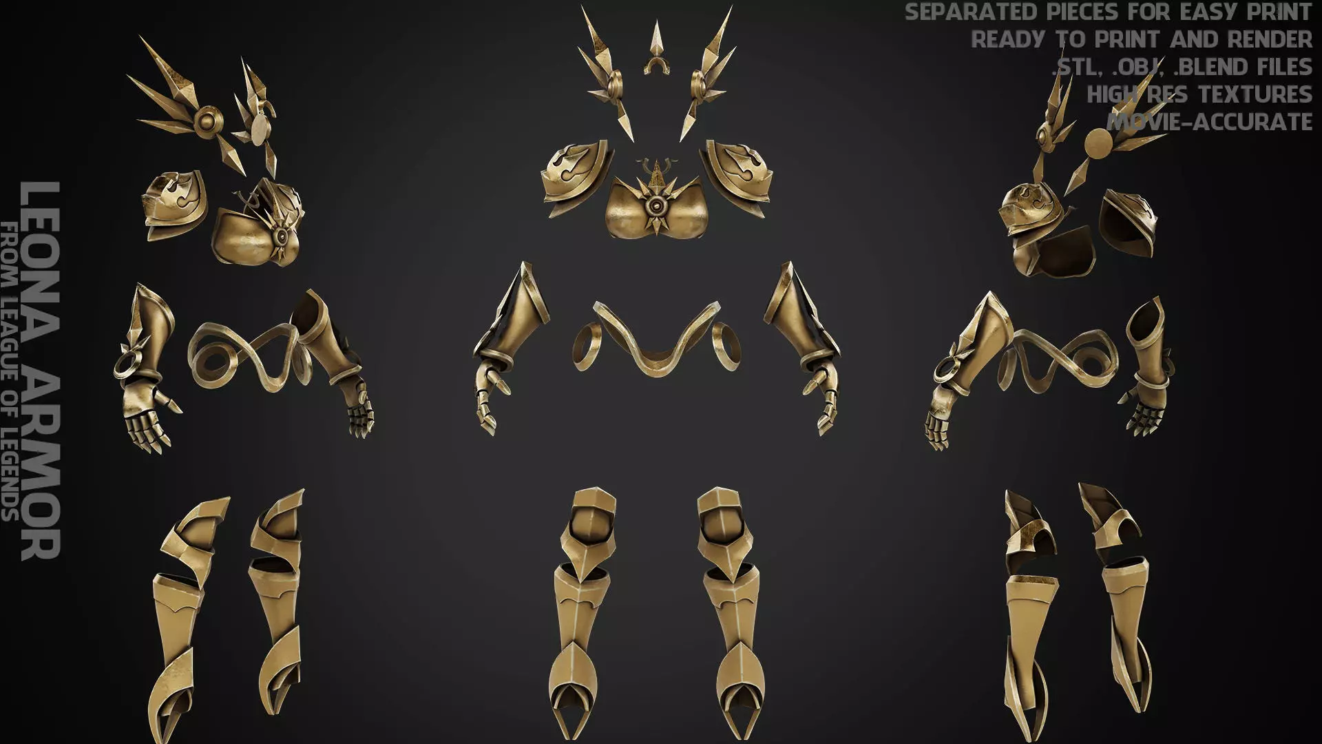 League of Legends Leona Armor for Cosplay 3D print model_0
