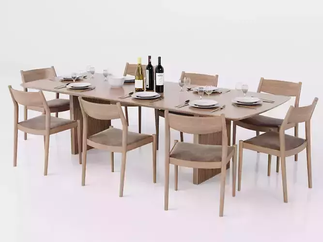 Dining table set with Kinuta dining chairs contemporary interior
