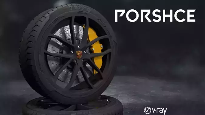 porsche car tyre 3D model