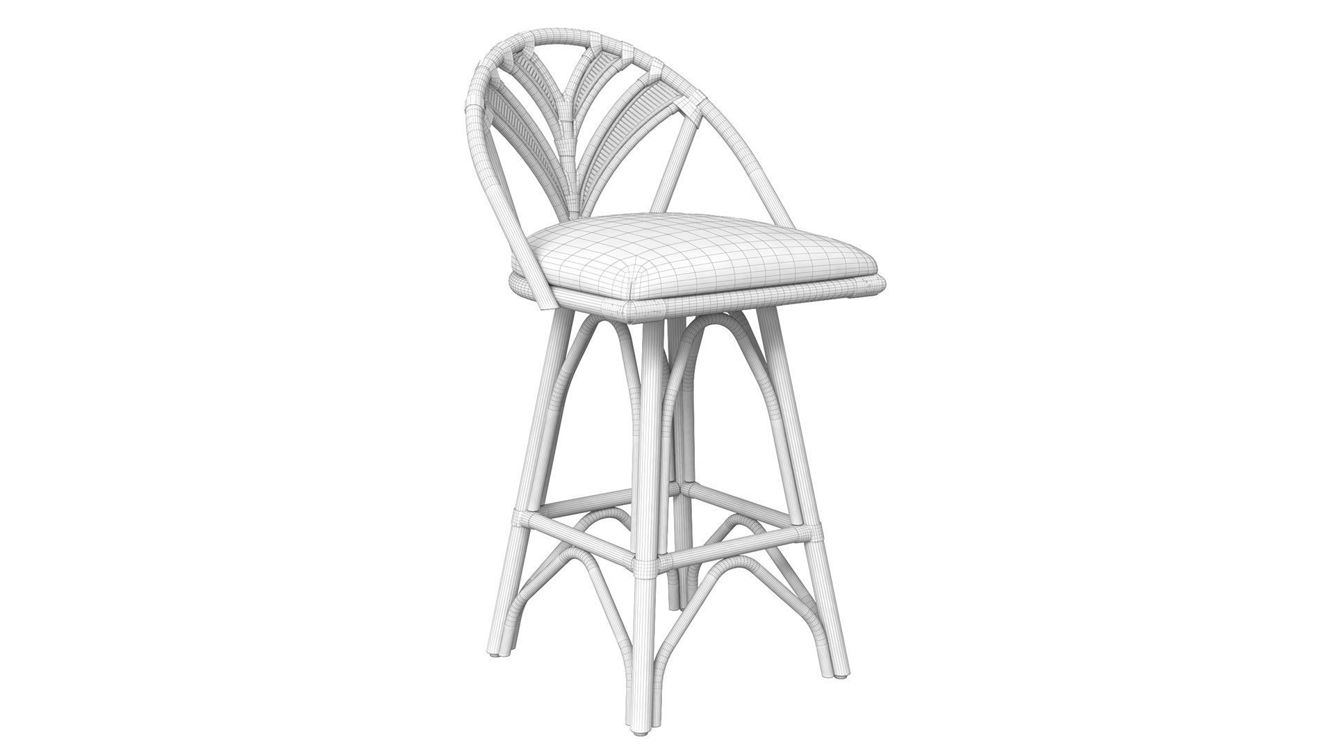 Lincoln brooks Tropicool Rattan Barstool  3D model_9