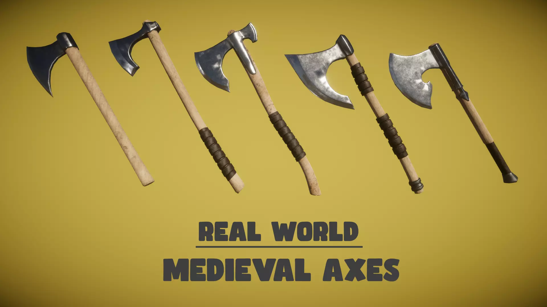 Real World - Medieval Axes Low-poly 3D model_0