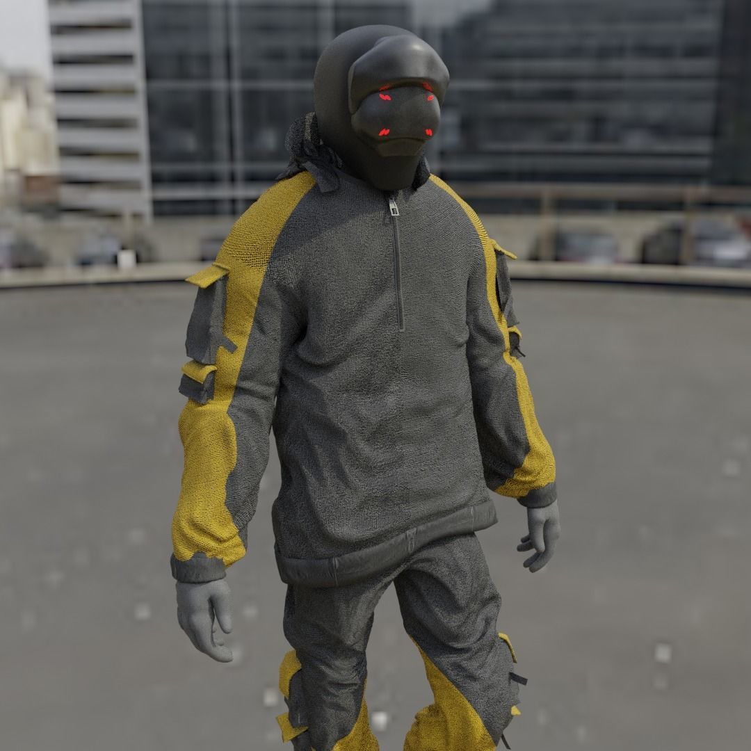 Scifi Character - Cyberpunk Nocturnal edge  Low-poly 3D model_1