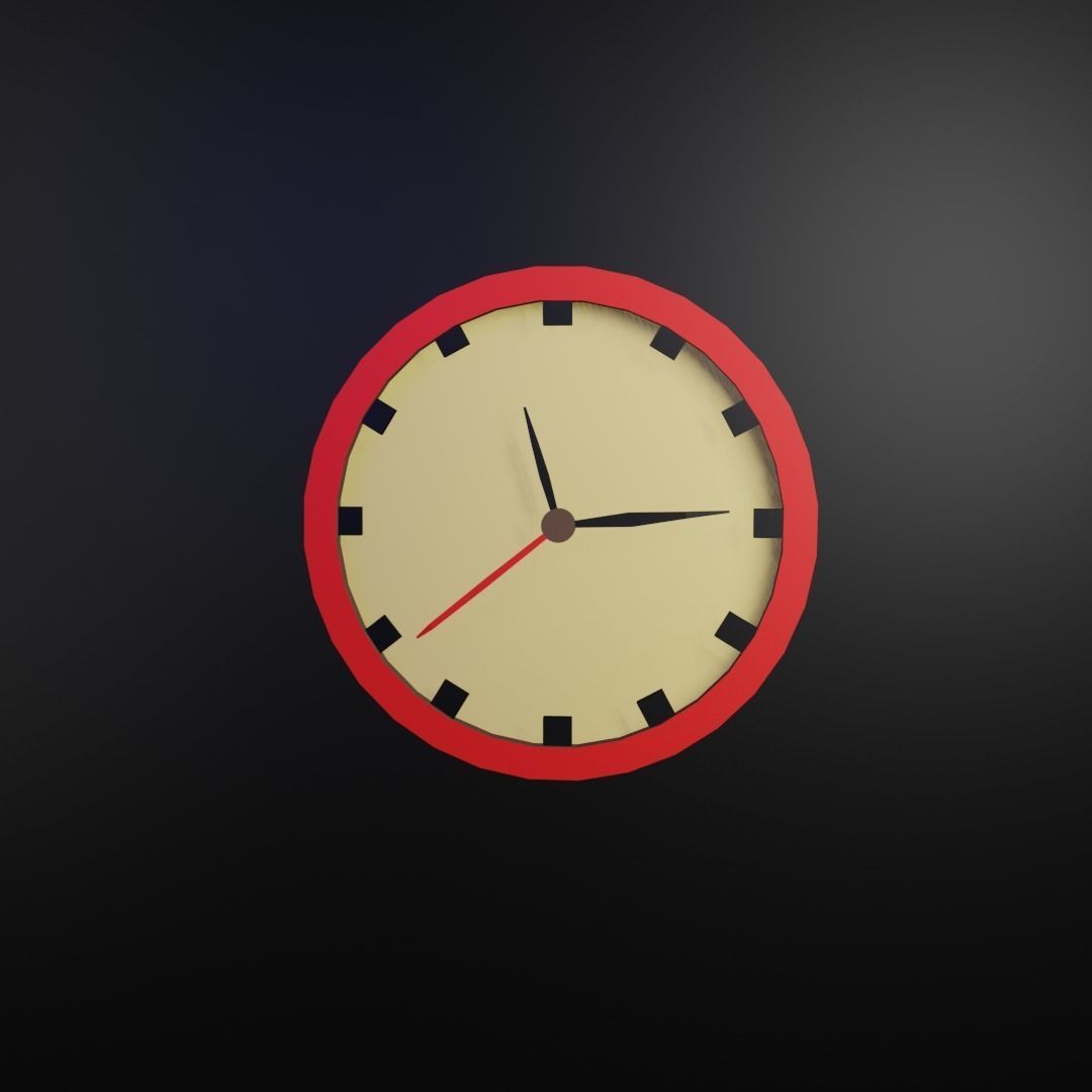 Low poly clock  Low-poly 3D model_2