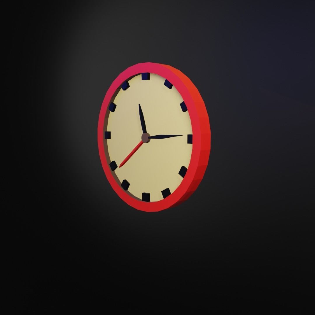 Low poly clock  Low-poly 3D model_1