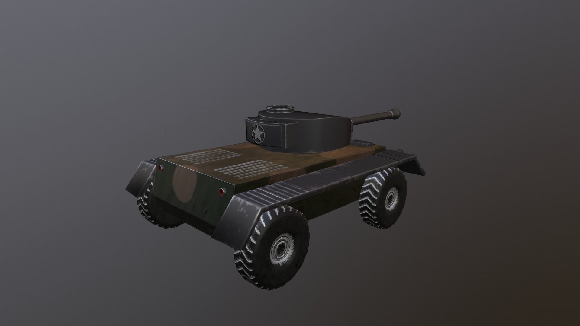 Wheeled Tank Low-poly 3D model_3