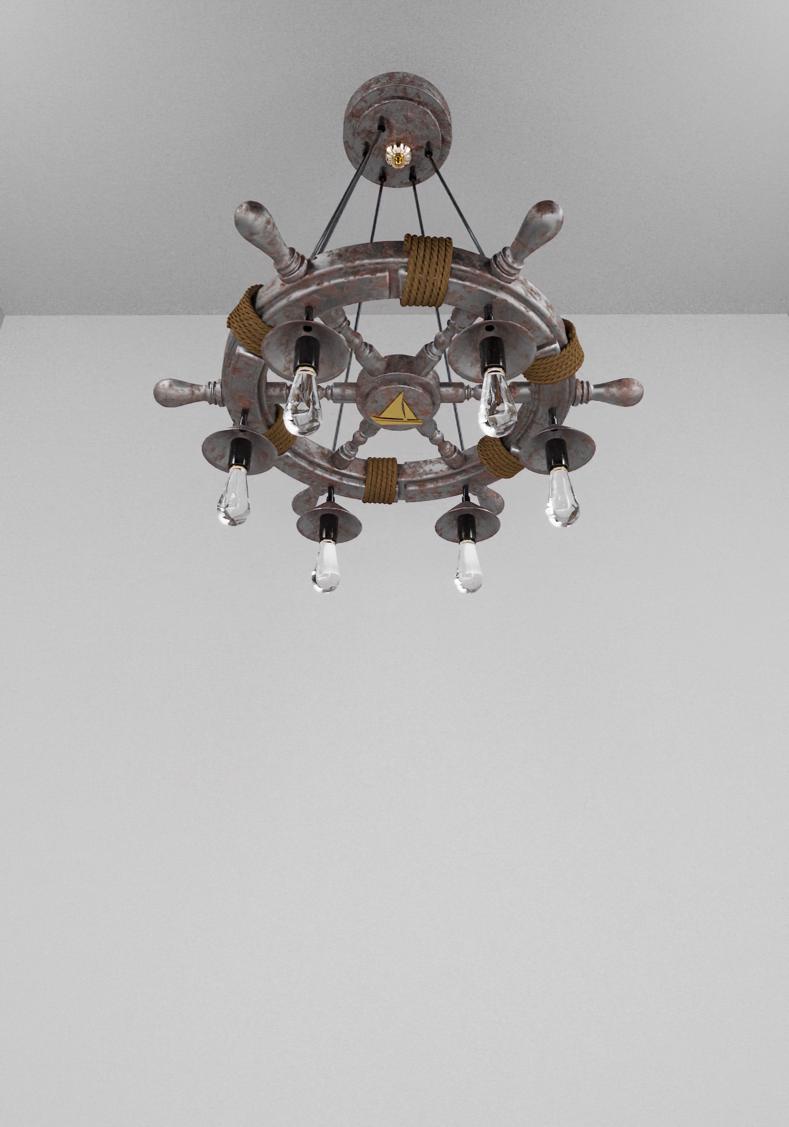 Ship Wheel Themed Chandelier 3D model_1