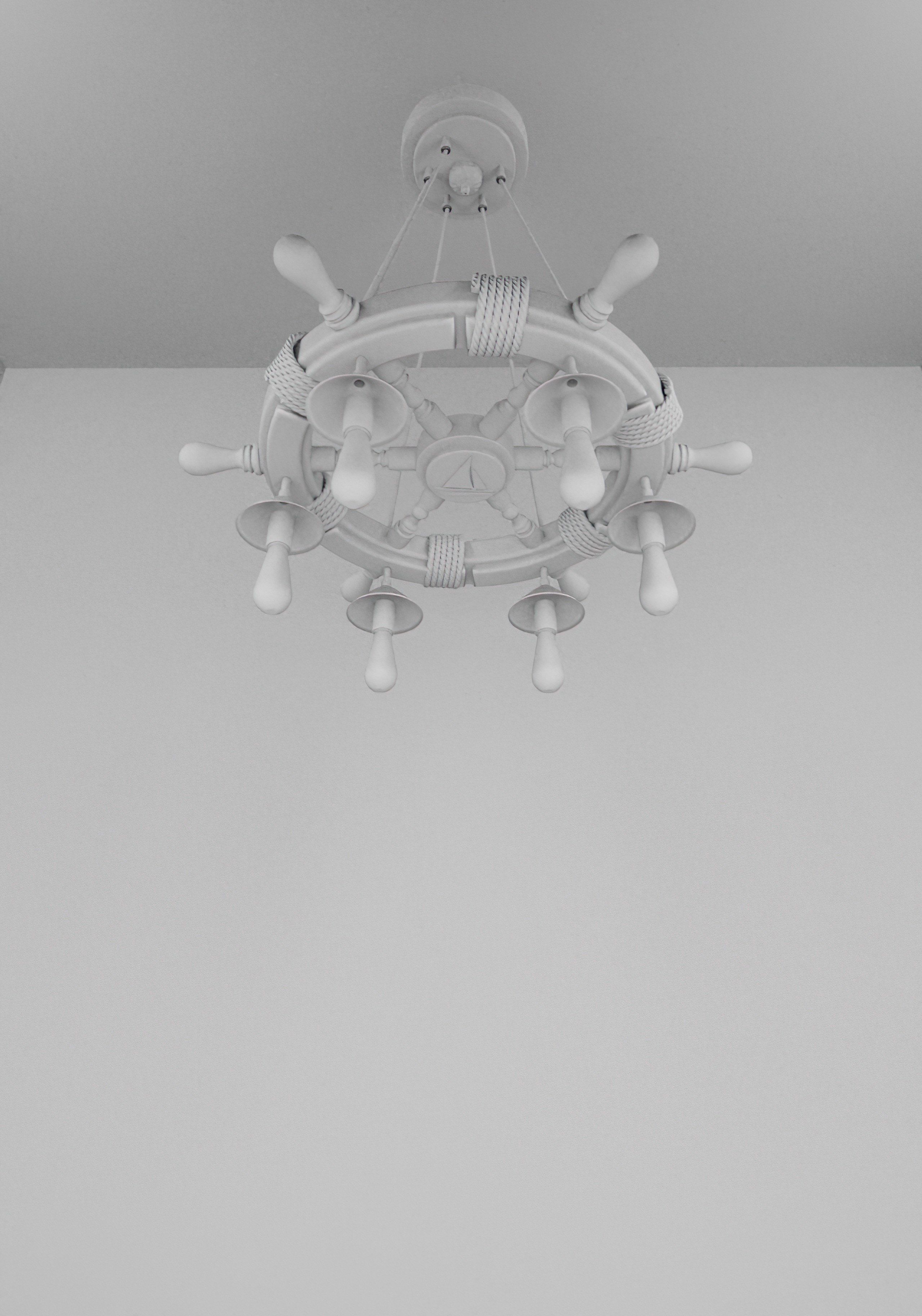Ship Wheel Themed Chandelier 3D model_2