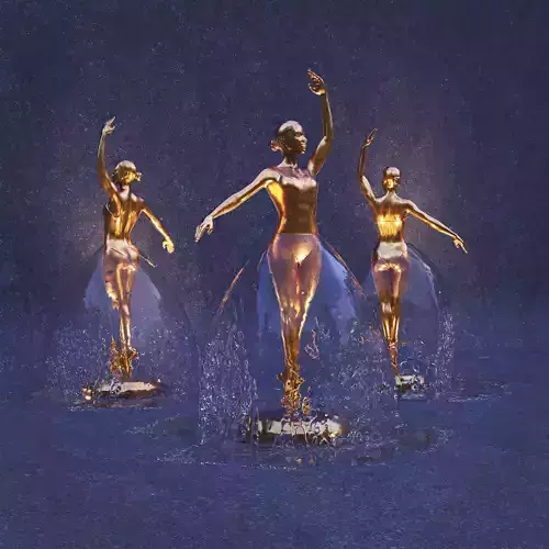 Ballerina Fountain gold sculpture