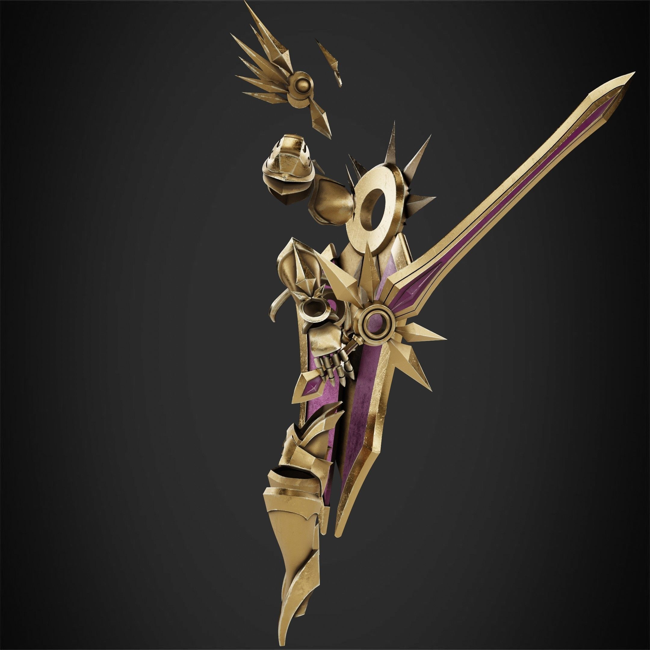 League of Legends Leona  Armor with Shield and Blade for Cosplay 3D Model Collection_10