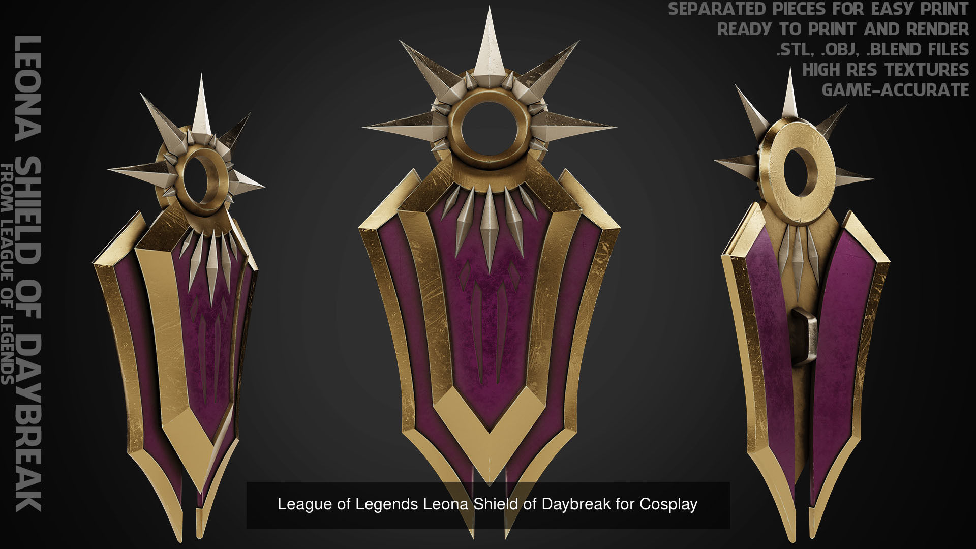 League of Legends Leona  Armor with Shield and Blade for Cosplay 3D Model Collection_3