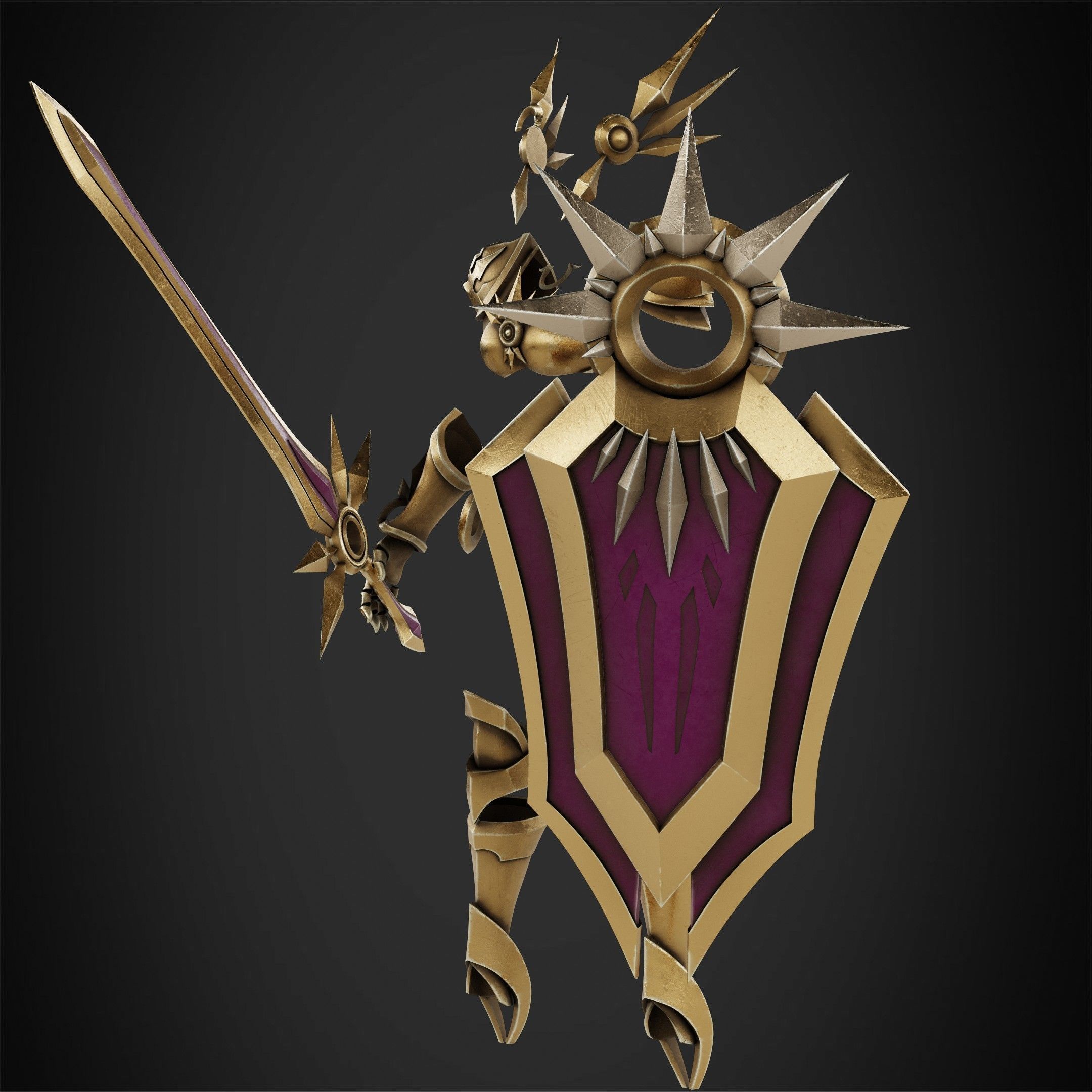 League of Legends Leona  Armor with Shield and Blade for Cosplay 3D Model Collection_5