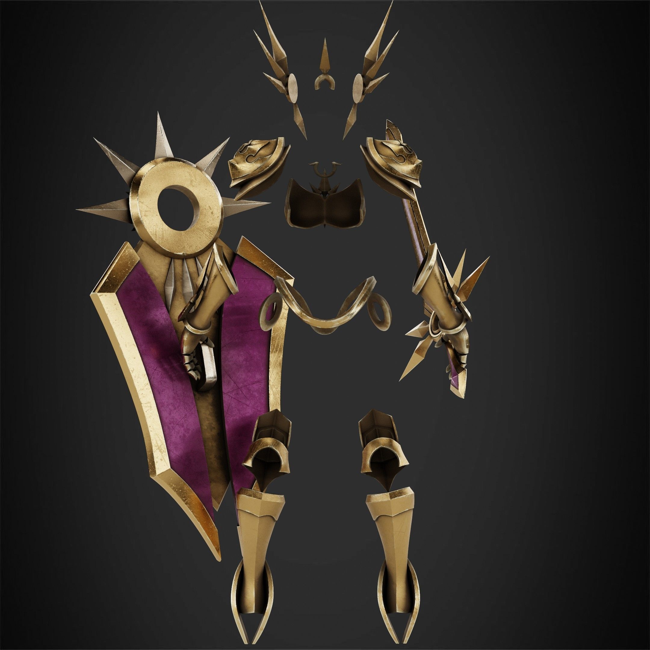 League of Legends Leona  Armor with Shield and Blade for Cosplay 3D Model Collection_8