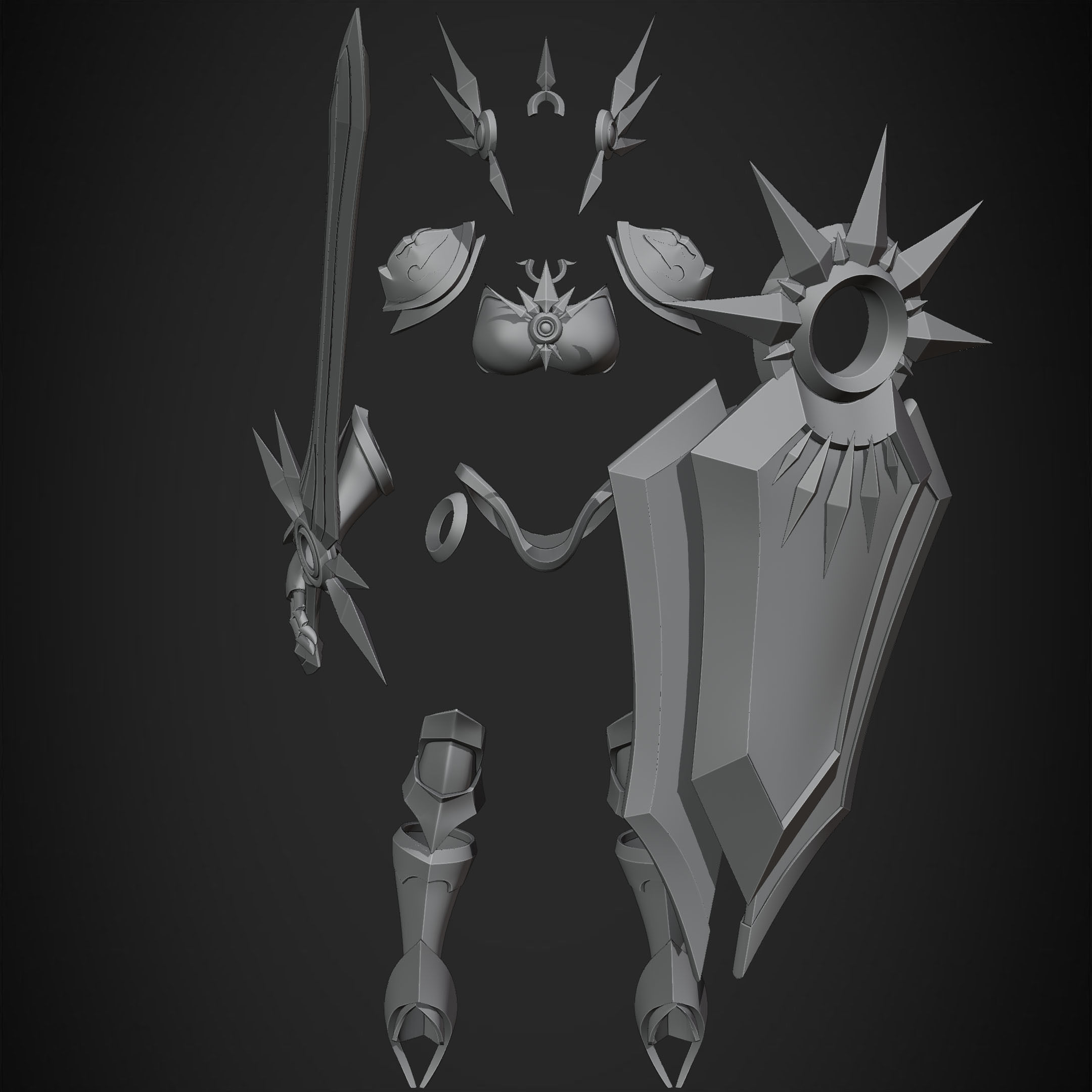 League of Legends Leona  Armor with Shield and Blade for Cosplay 3D Model Collection_20