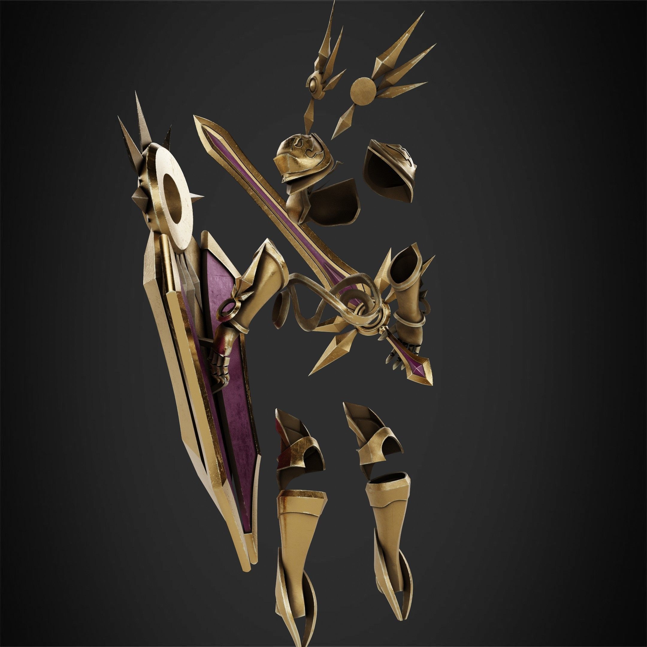 League of Legends Leona  Armor with Shield and Blade for Cosplay 3D Model Collection_7