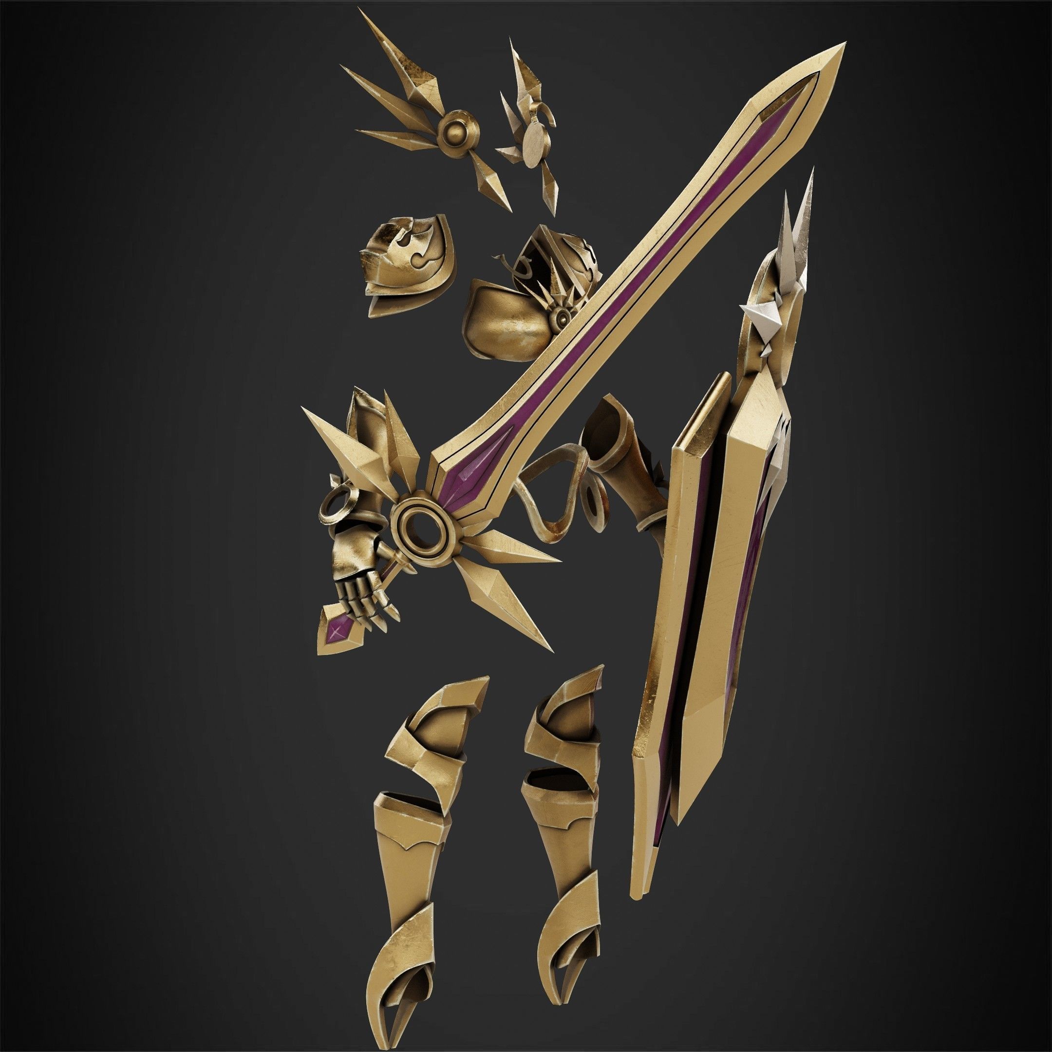 League of Legends Leona  Armor with Shield and Blade for Cosplay 3D Model Collection_11