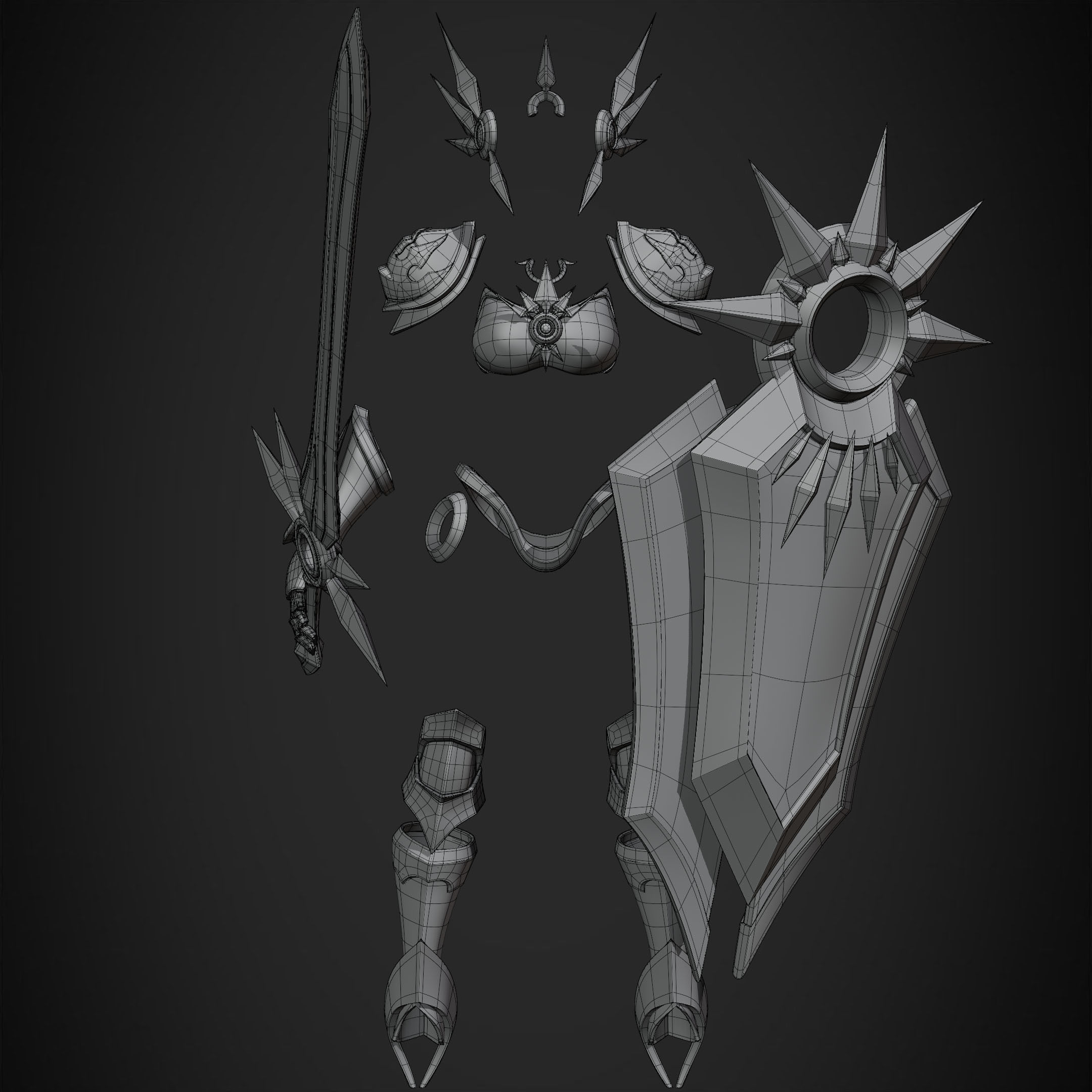 League of Legends Leona  Armor with Shield and Blade for Cosplay 3D Model Collection_19