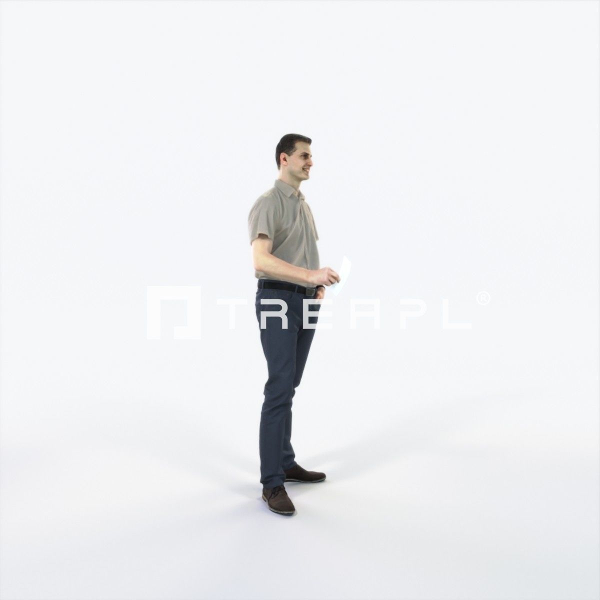 Romance 01F Holding Casual Man Low-poly 3D model_2