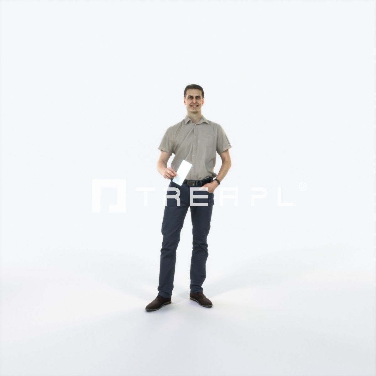 Romance 01F Holding Casual Man Low-poly 3D model_1