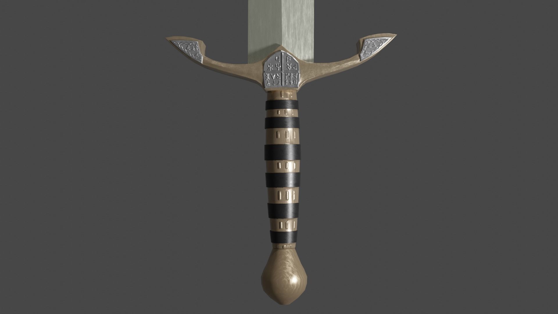Spatha sword with Excalibur handle Low-poly 3D model_9