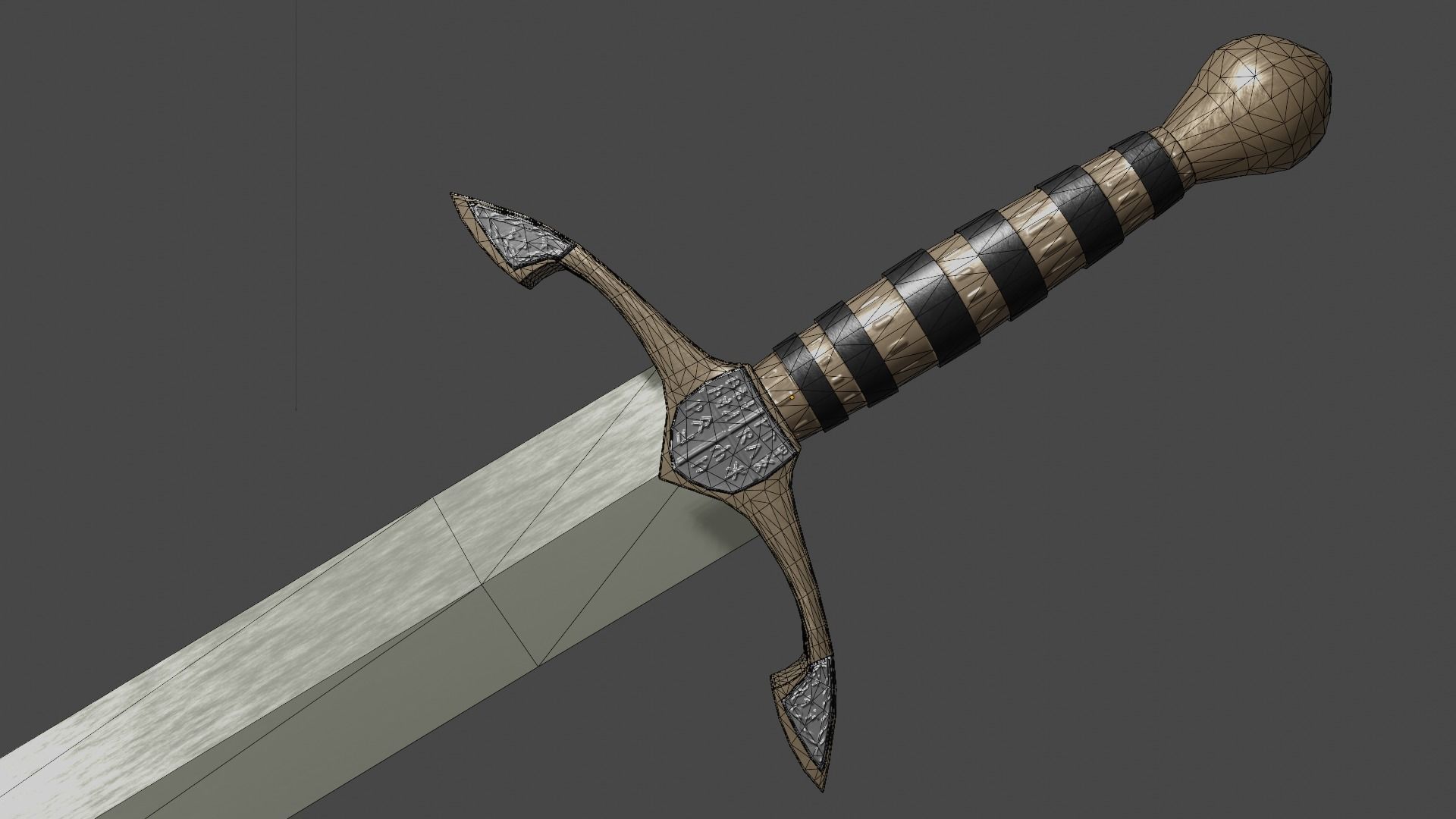 Spatha sword with Excalibur handle Low-poly 3D model_14