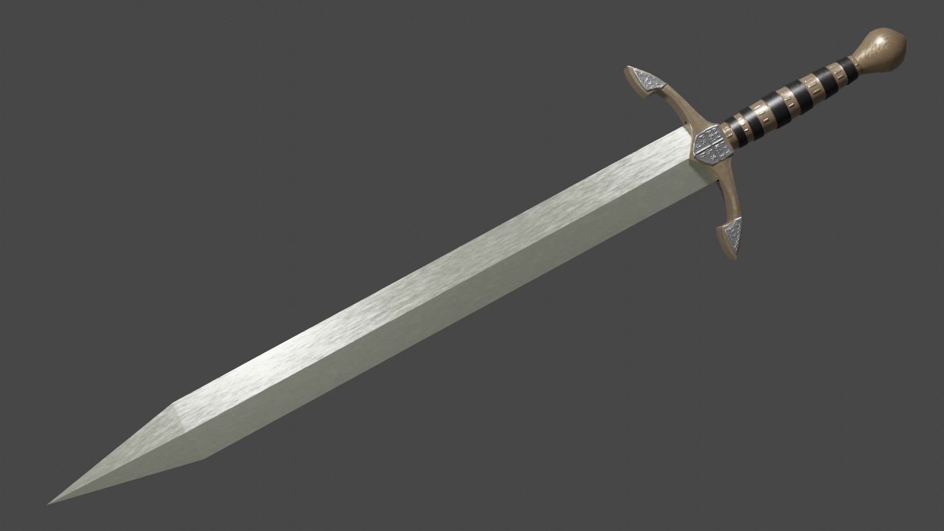 Spatha sword with Excalibur handle Low-poly 3D model_2
