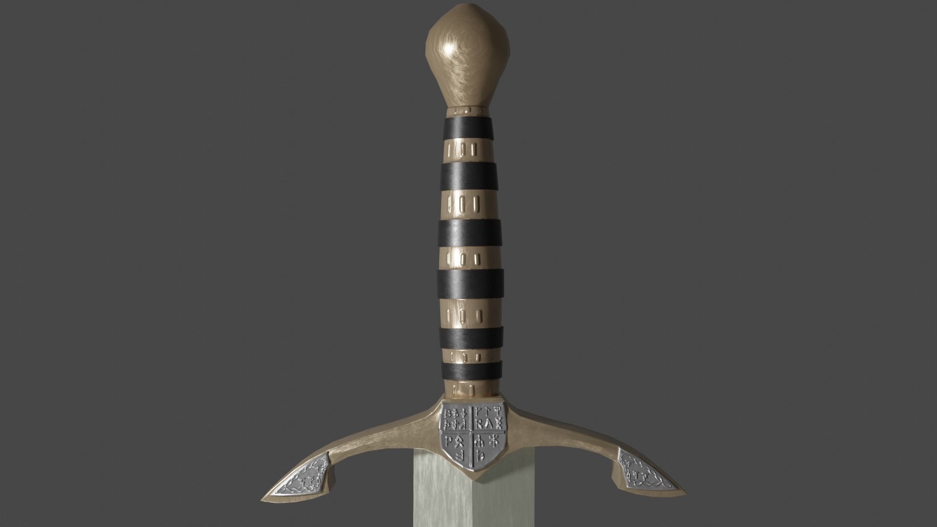 Spatha sword with Excalibur handle Low-poly 3D model_10