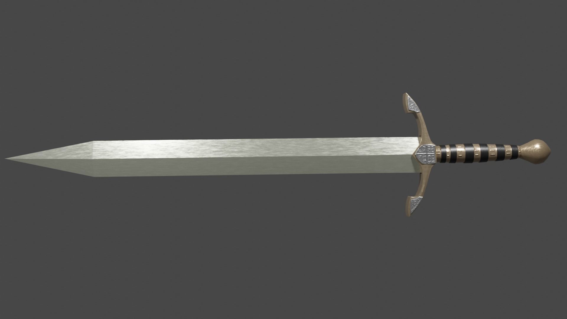 Spatha sword with Excalibur handle Low-poly 3D model_6