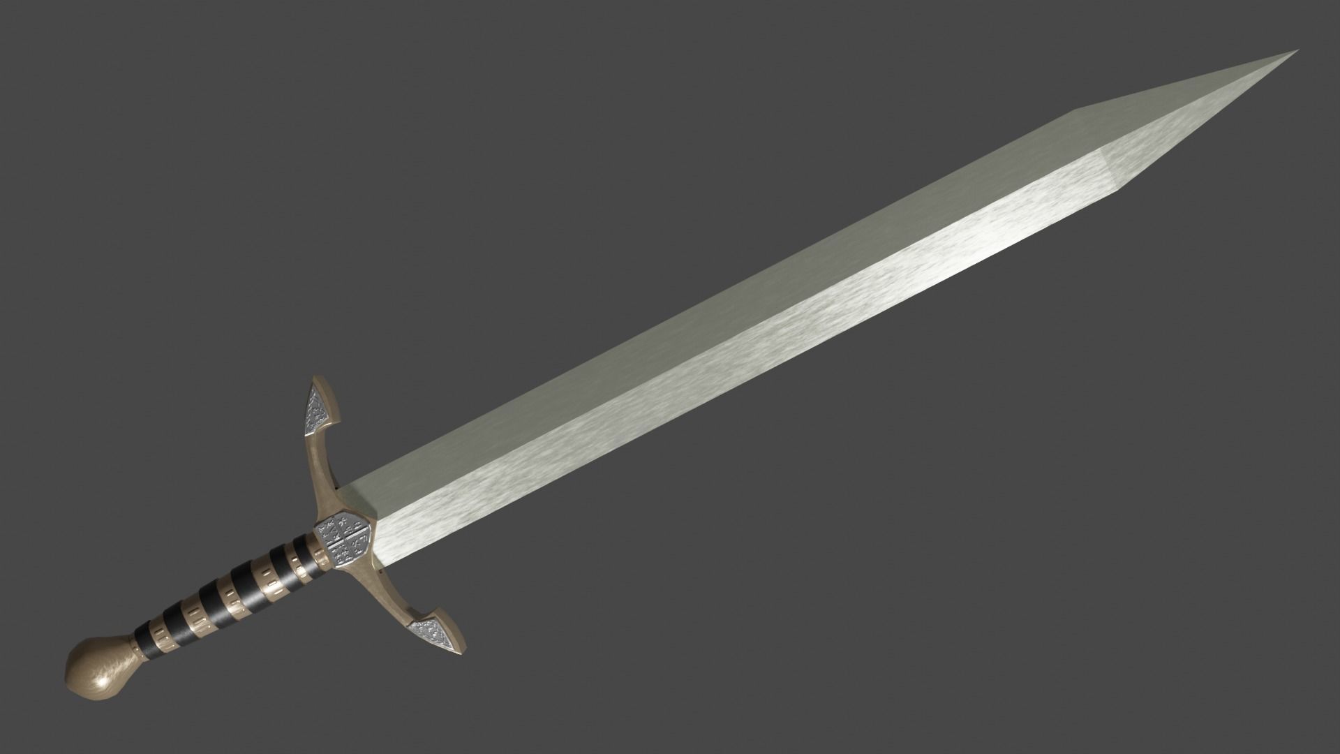 Spatha sword with Excalibur handle Low-poly 3D model_4