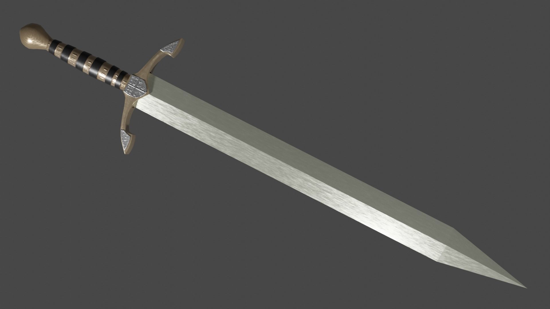 Spatha sword with Excalibur handle Low-poly 3D model_1