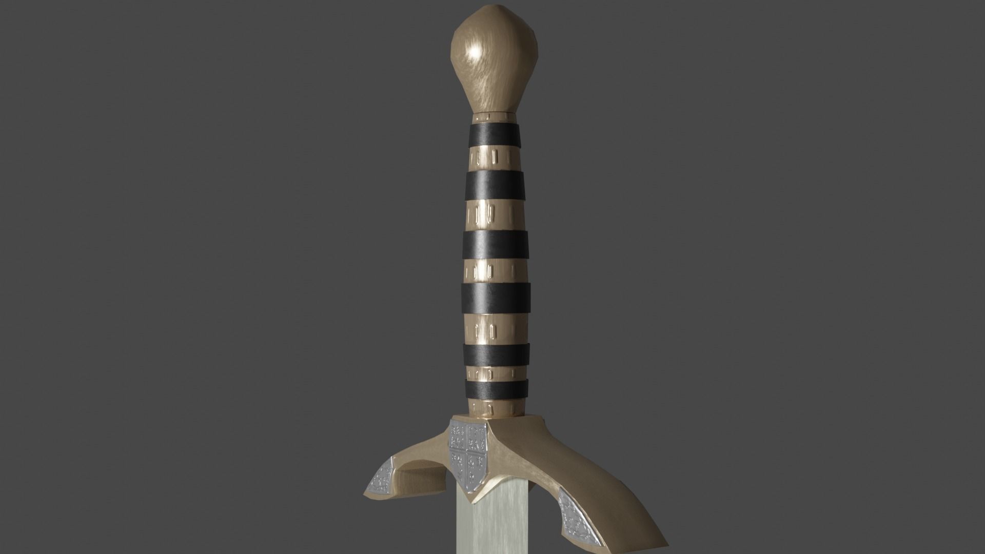Spatha sword with Excalibur handle Low-poly 3D model_11