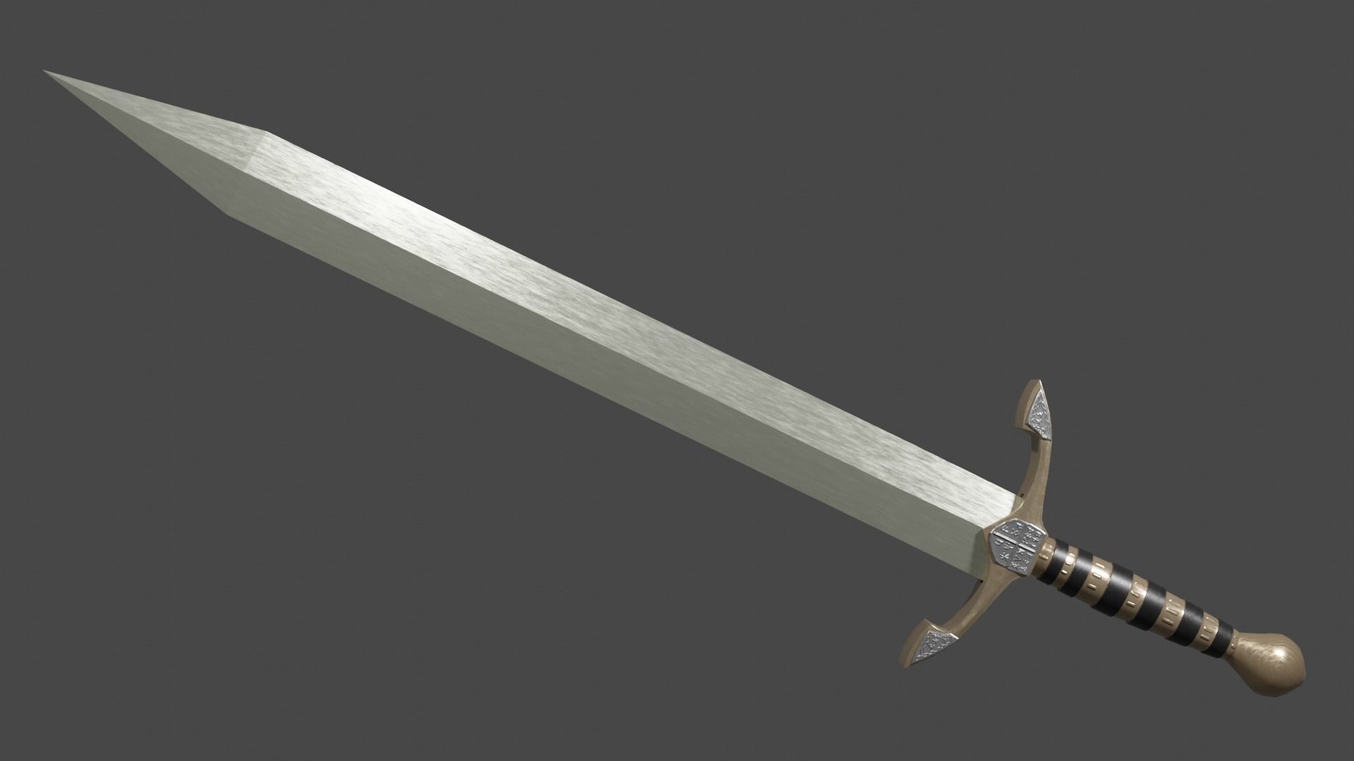 Spatha sword with Excalibur handle Low-poly 3D model_3