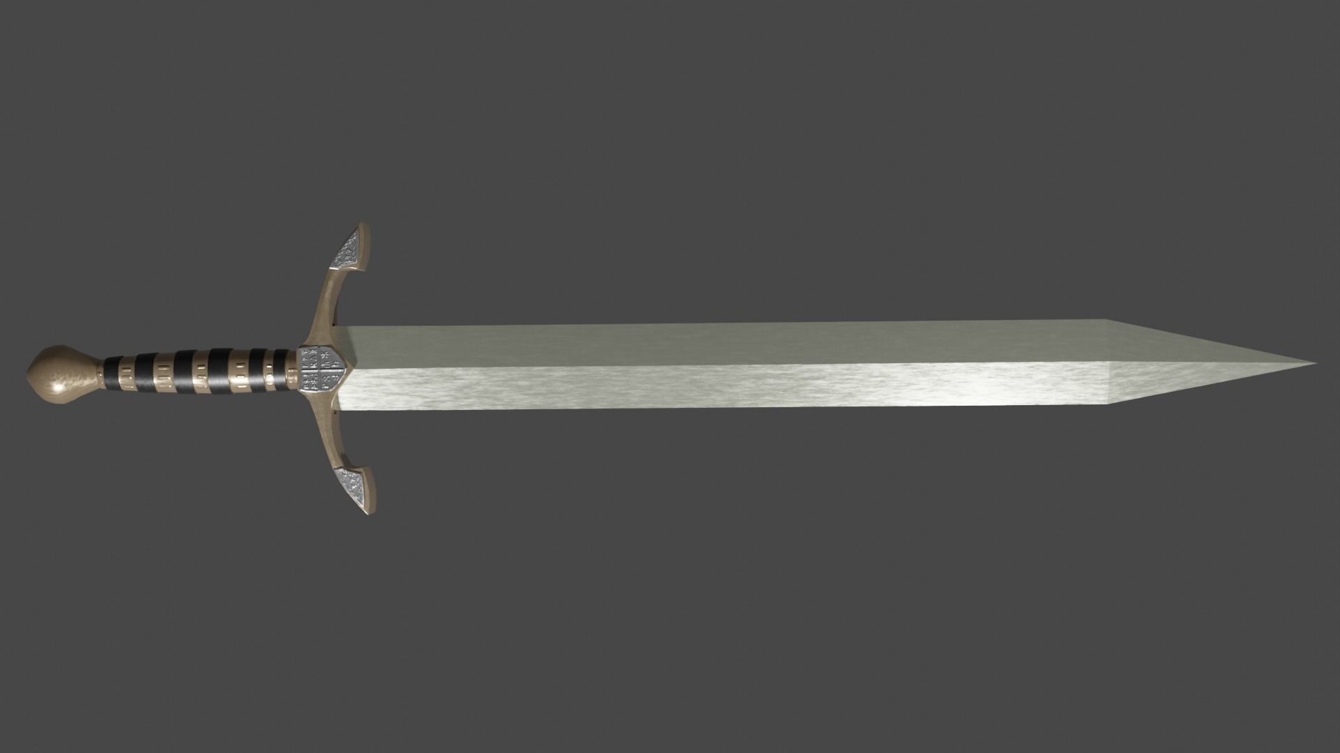 Spatha sword with Excalibur handle Low-poly 3D model_5