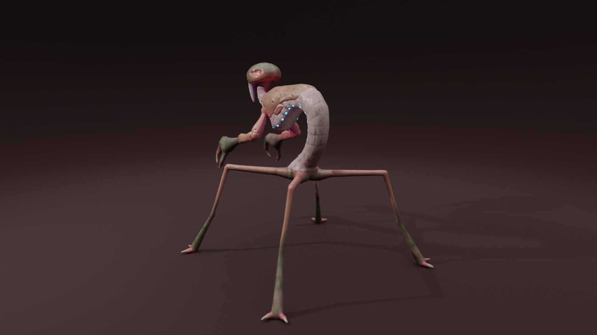 Crustacean-like alien creature Low-poly 3D model_5