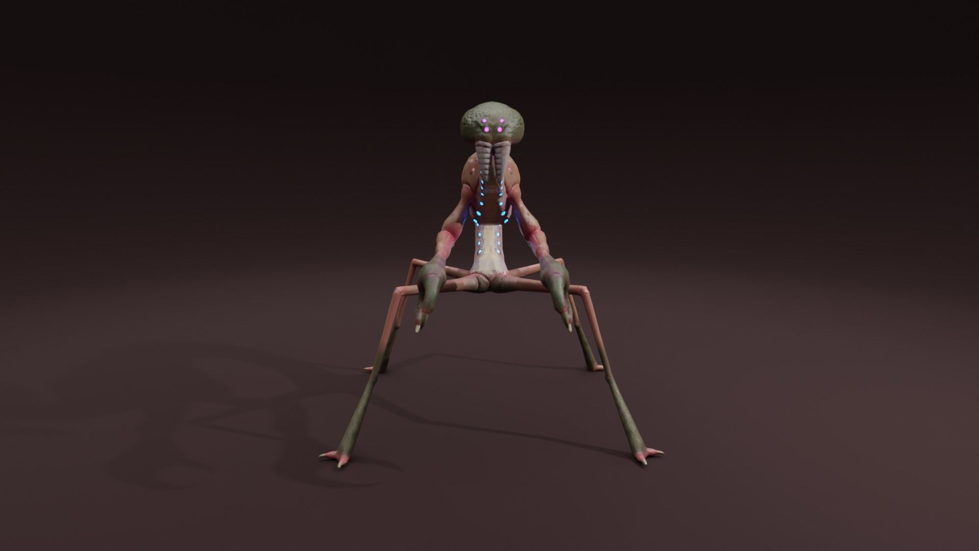 Crustacean-like alien creature Low-poly 3D model_7