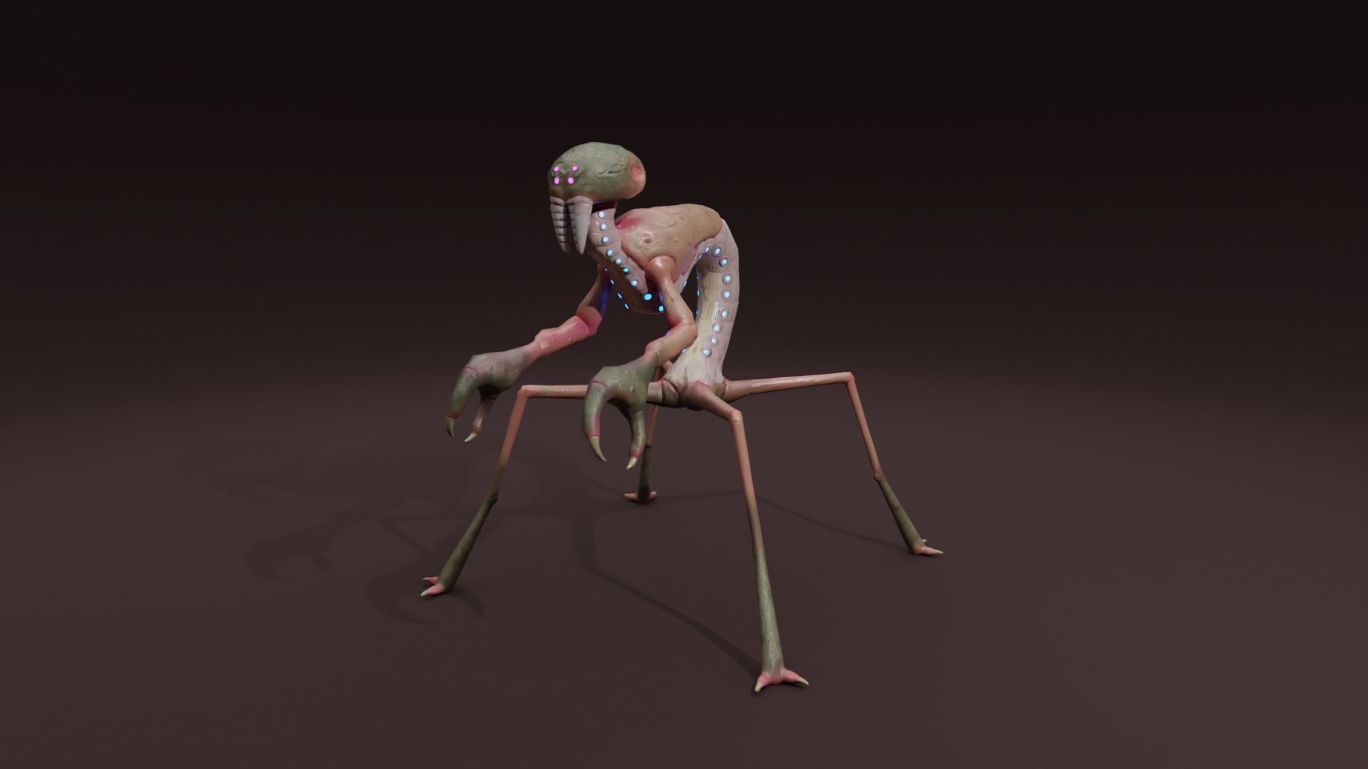 Crustacean-like alien creature Low-poly 3D model_3