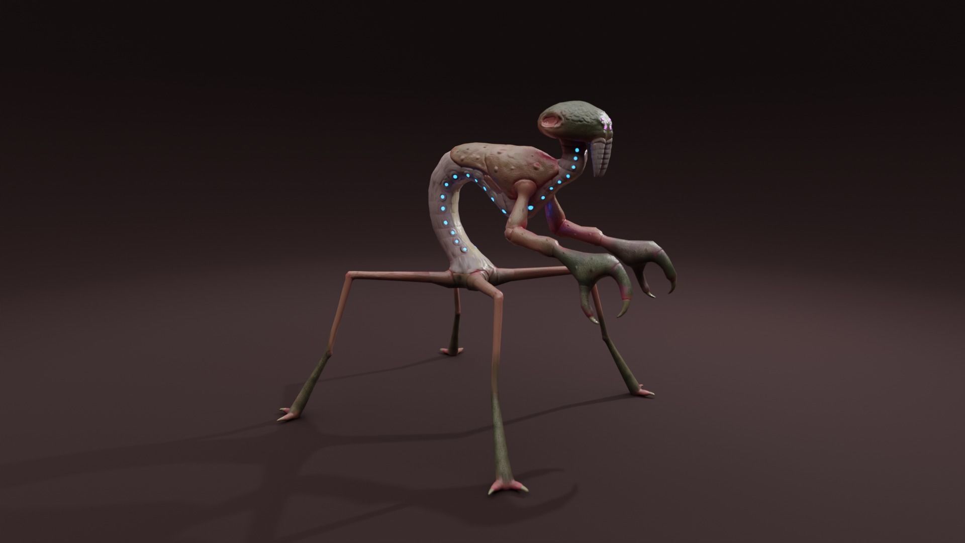 Crustacean-like alien creature Low-poly 3D model_6