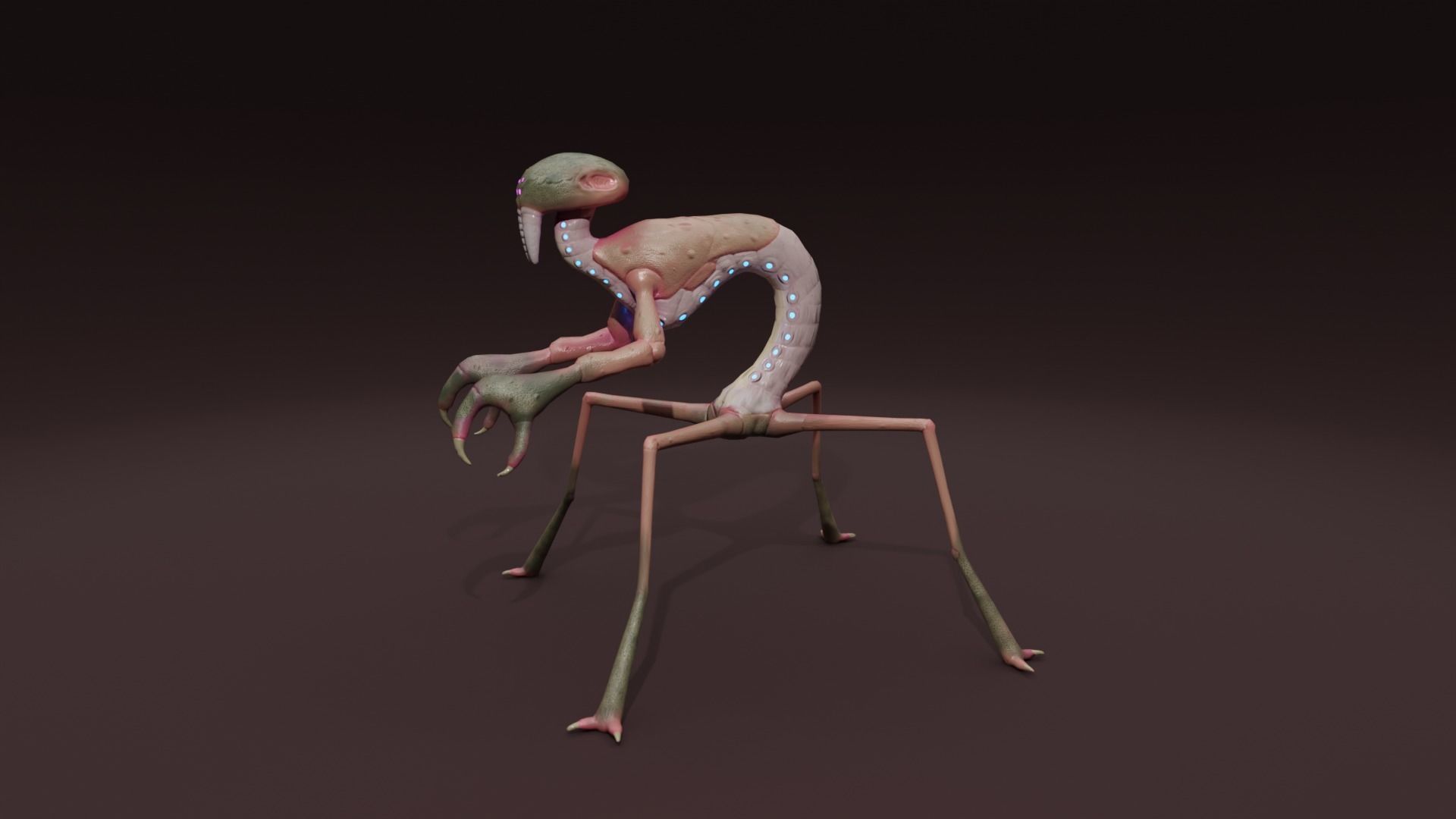 Crustacean-like alien creature Low-poly 3D model_4