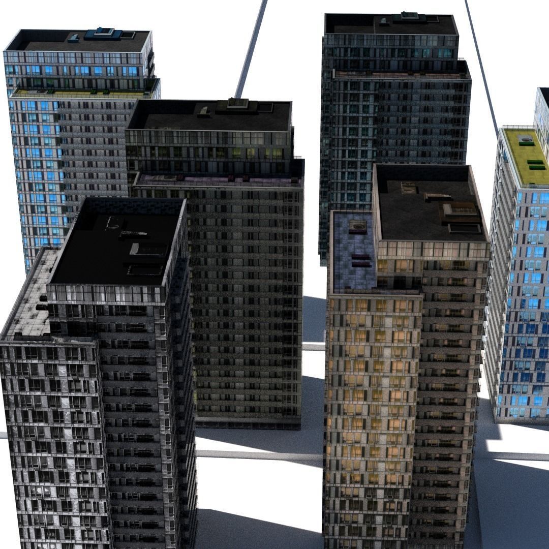 Block of flats Low-poly 3D model_12