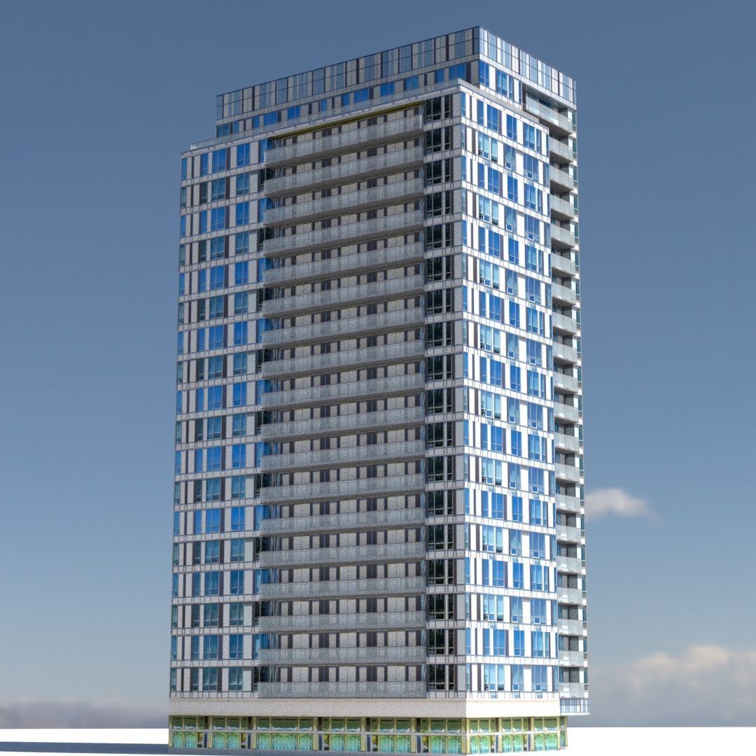 Block of flats Low-poly 3D model_9