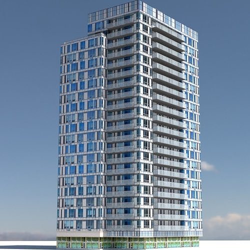 Block of flats Low-poly 3D model 7