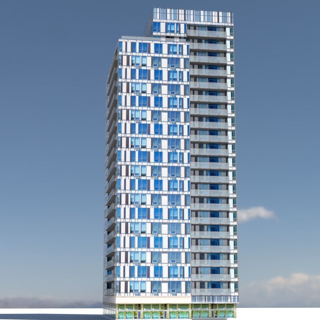 Block of flats Low-poly 3D model_7