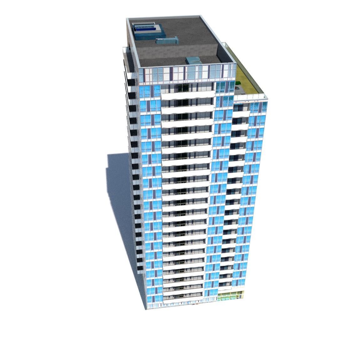 Block of flats Low-poly 3D model_2