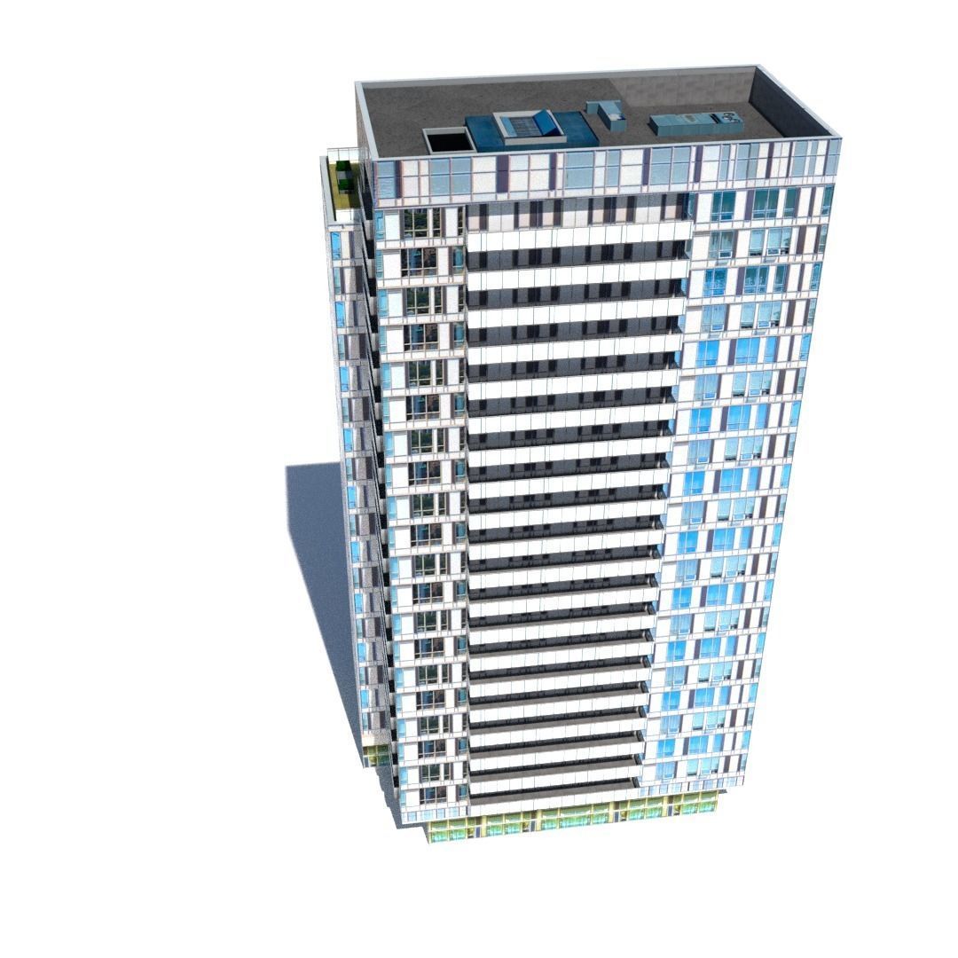 Block of flats Low-poly 3D model_5