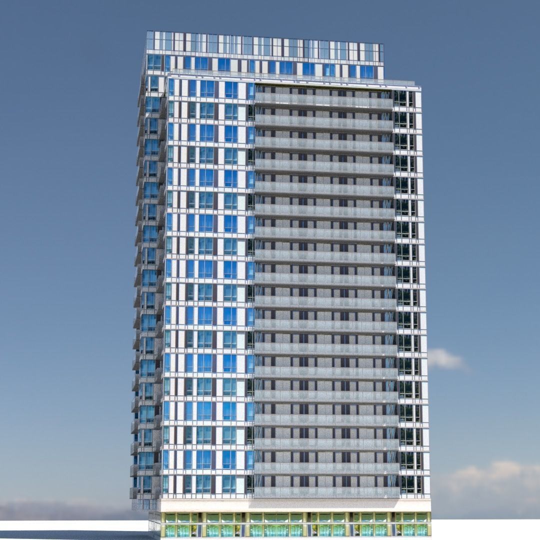 Block of flats Low-poly 3D model_4