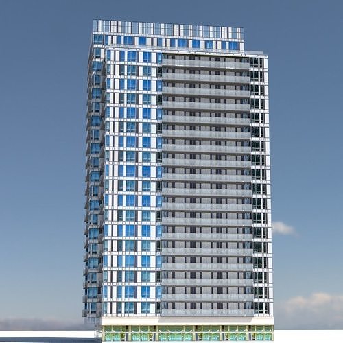Block of flats Low-poly 3D model 5