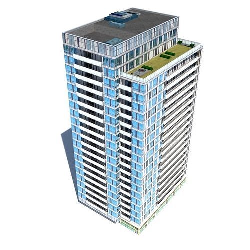 Block of flats Low-poly 3D model 2