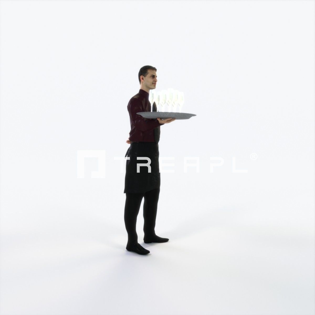 Romance 05K Waiter Offering Working Man Low-poly 3D model_2