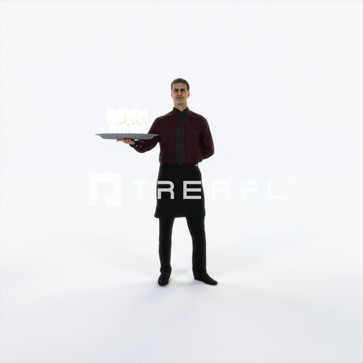 Romance 05K Waiter Offering Working Man Low-poly 3D model_1